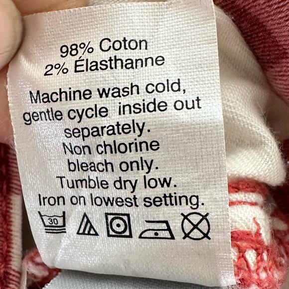 Madewell 9 in High Riser Skinny Skinny Crop Pants Red and White Size 29 - Picture 7 of 7